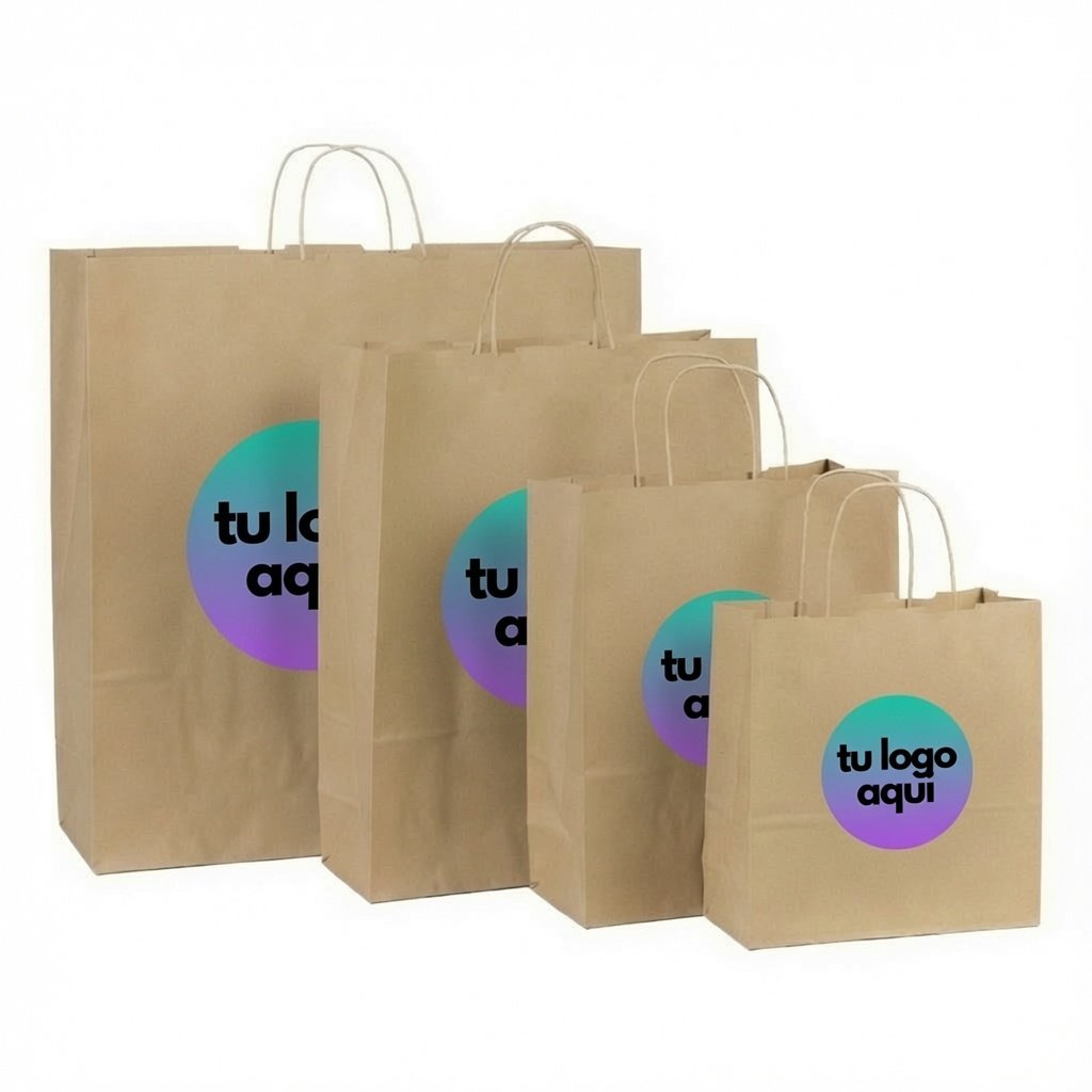 Bolsas Corporativas kraft con manilla 15x08x20
